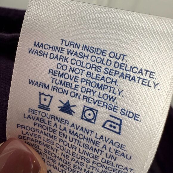 Lands End Velour Pants Womens 10 Purple Mid Rise Slim Preppy Mid-Rise Stretch - Picture 7 of 10